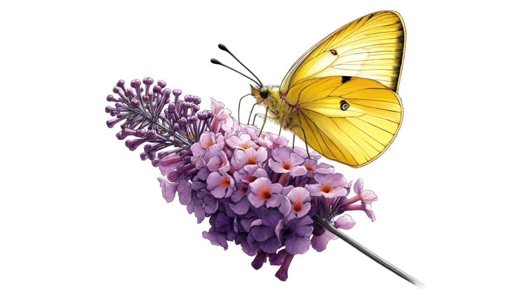 ブッドレアの蜜を吸う蝶